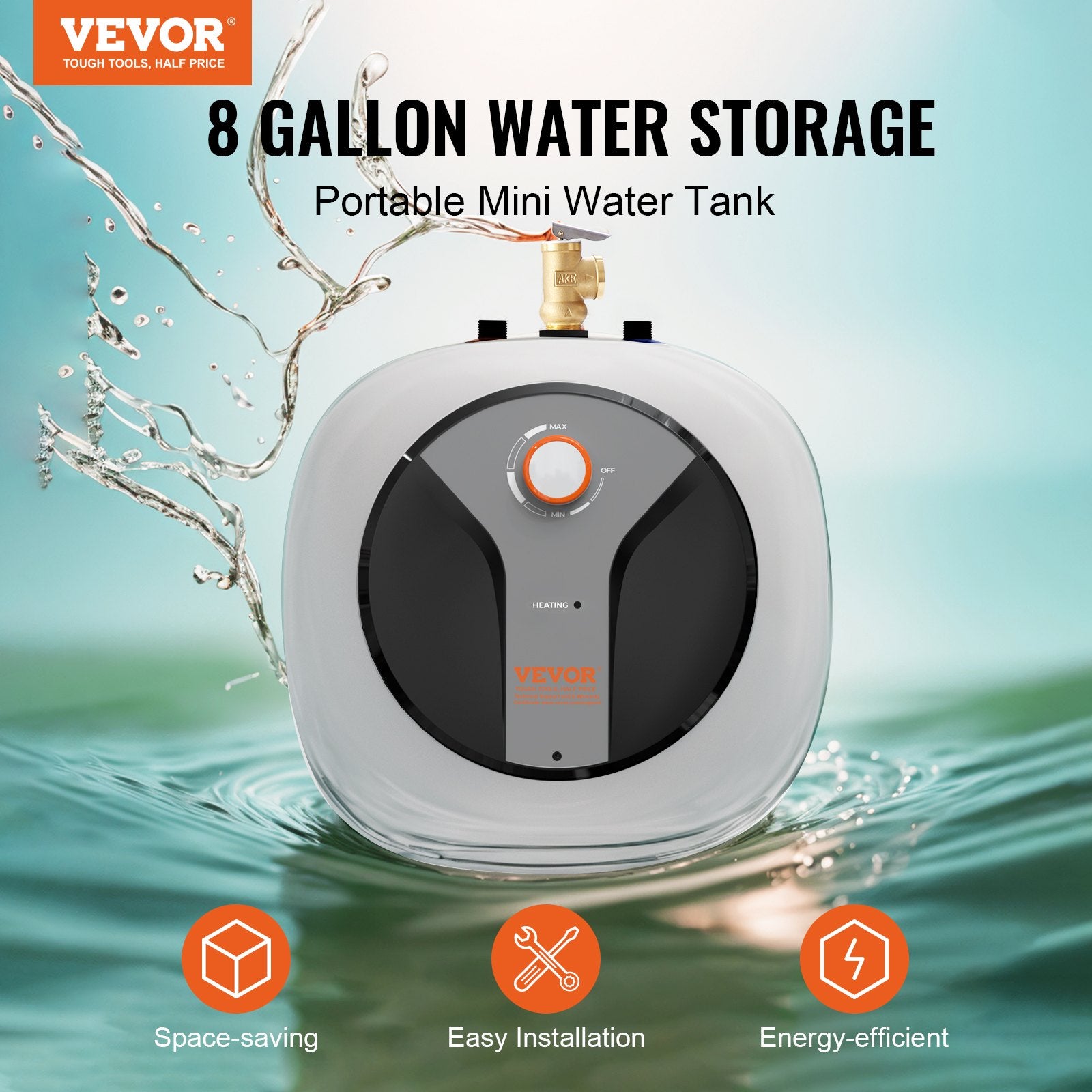 Vevor Electric Mini-Tank Water Heater 8 Gallon Tank 1440W