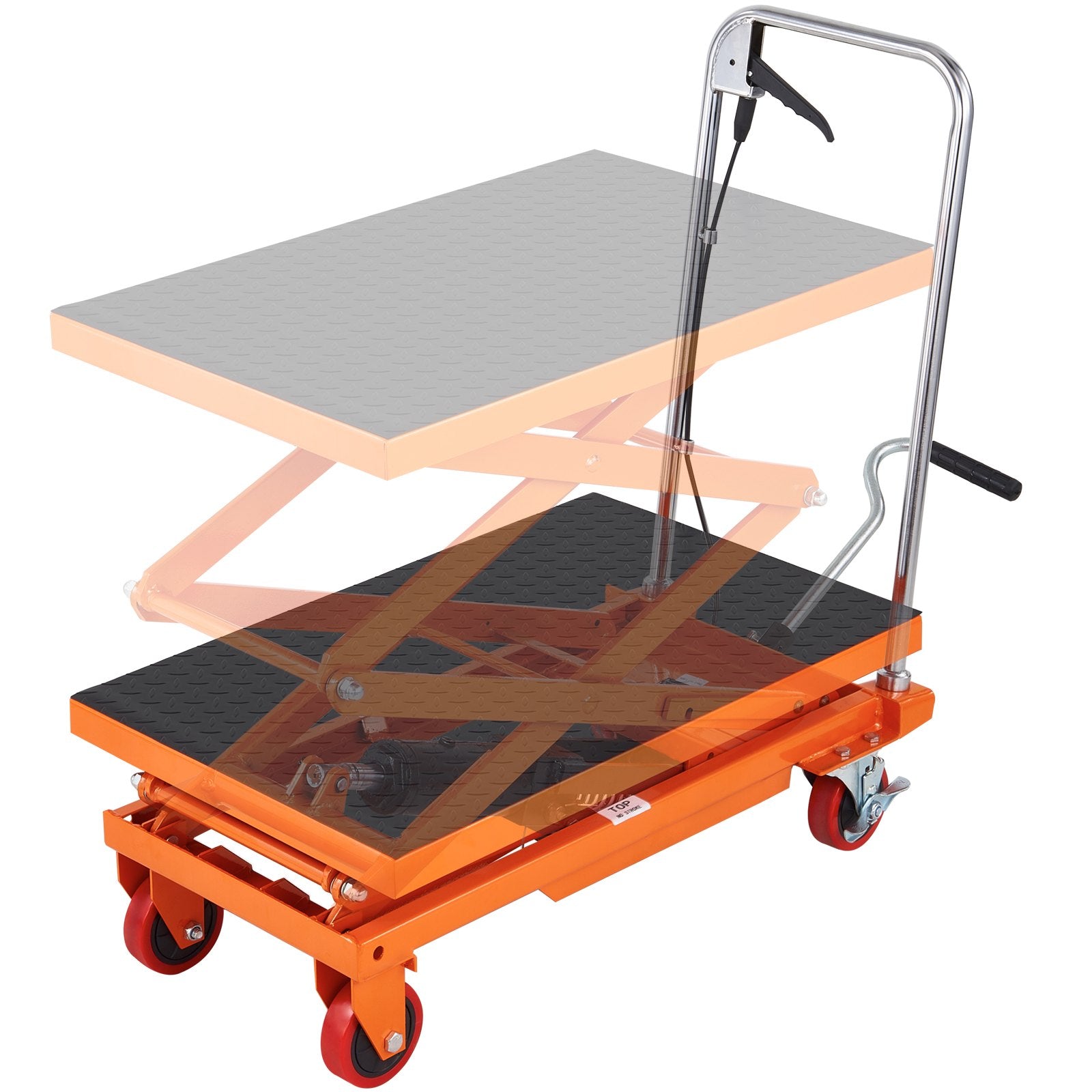 VEVOR Hydraulic Lift Table Cart, 330lbs Capacity 50" Lifting Height, Manual Double Scissor Lift Table with 4 Wheels and Non-slip Pad