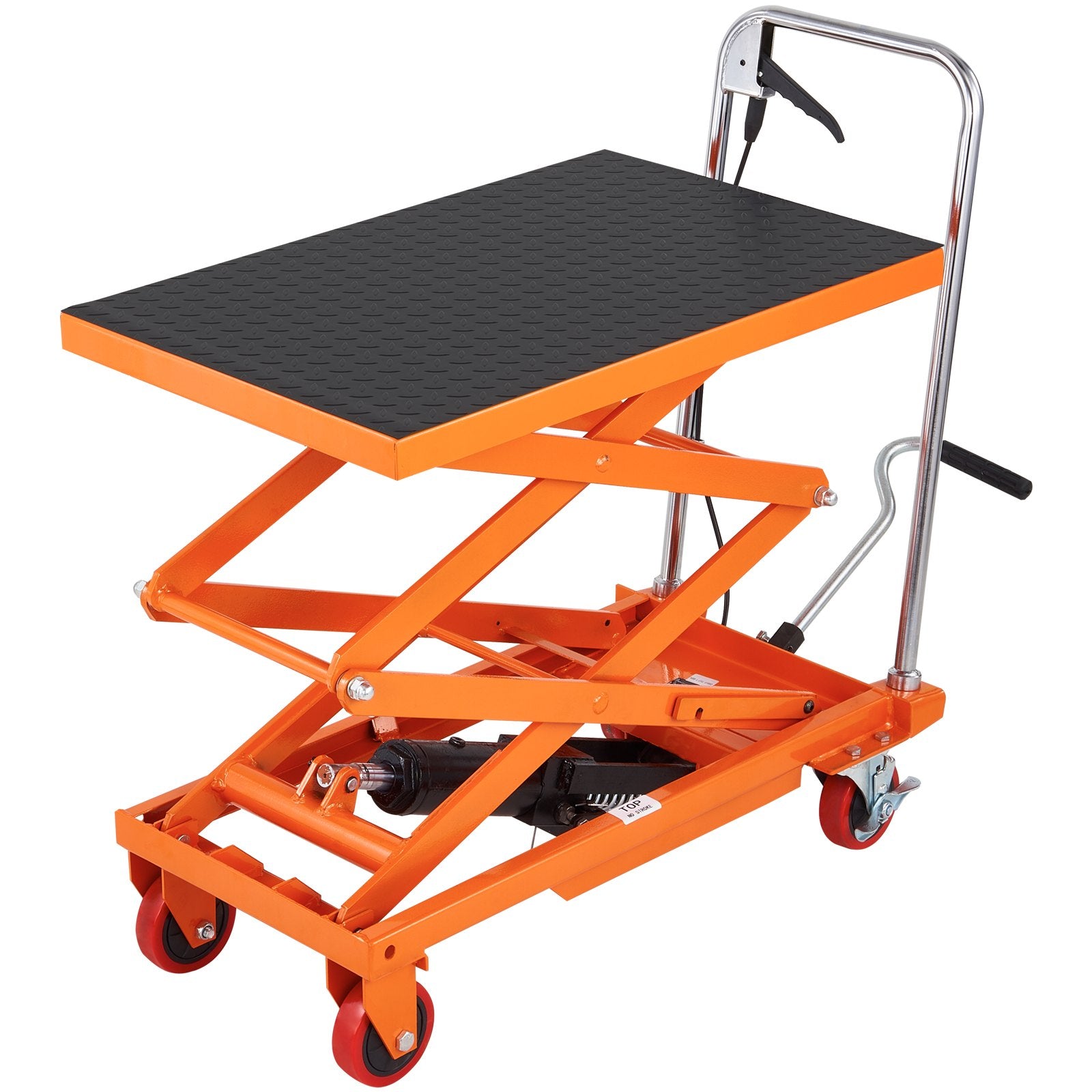 VEVOR Hydraulic Lift Table Cart, 330lbs Capacity 50" Lifting Height, Manual Double Scissor Lift Table with 4 Wheels and Non-slip Pad